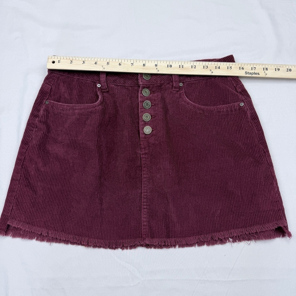 Indigo Rein Corduroy Mini Skirt in Deep Burgundy - Picture 3 of 5